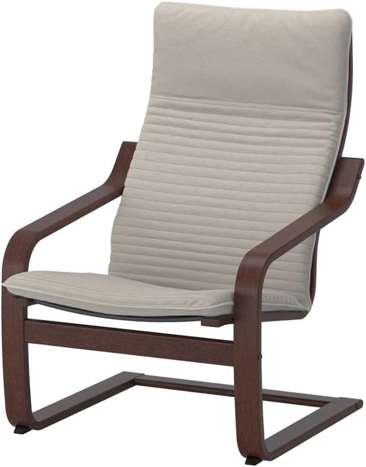 Poltrona Ikea POÄNG, legno, Beige, con cuscino, con braccioli, per soggiorno