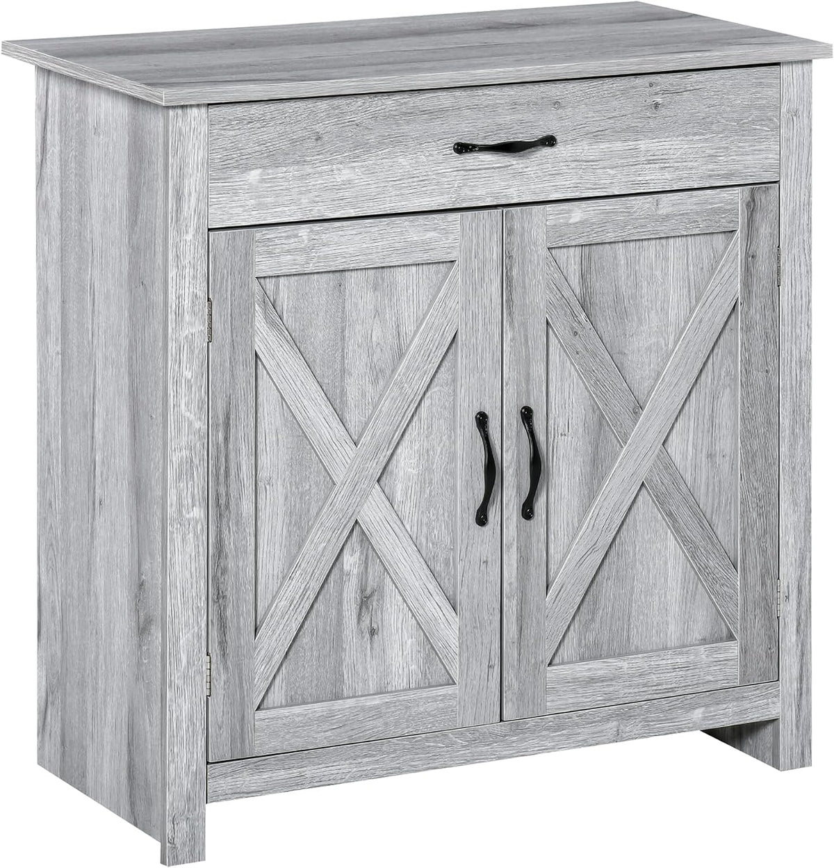 Credenza HOMCOM, 2 ante, 80 × 39,7 × 80cm, legno, Grigio, regolabile, per soggiorno e sala da pranzo