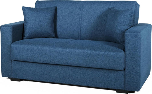 Divano letto Arredo Stock, 2 posti, 155 × 80 × 87 cm, tessuto, Blu, per soggiorno