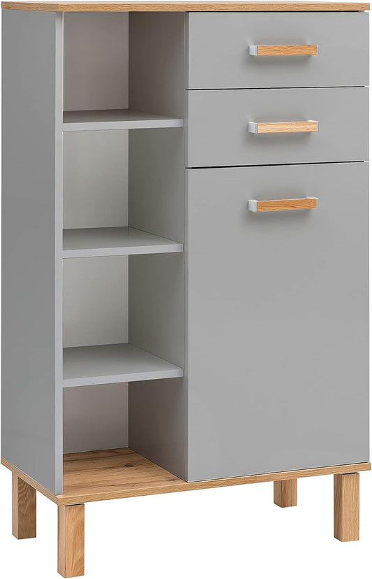 Credenza Schildmeyer, 67,0 × 35,0 × 114,5 cm, legno, metallo, Rovere, per soggiorno