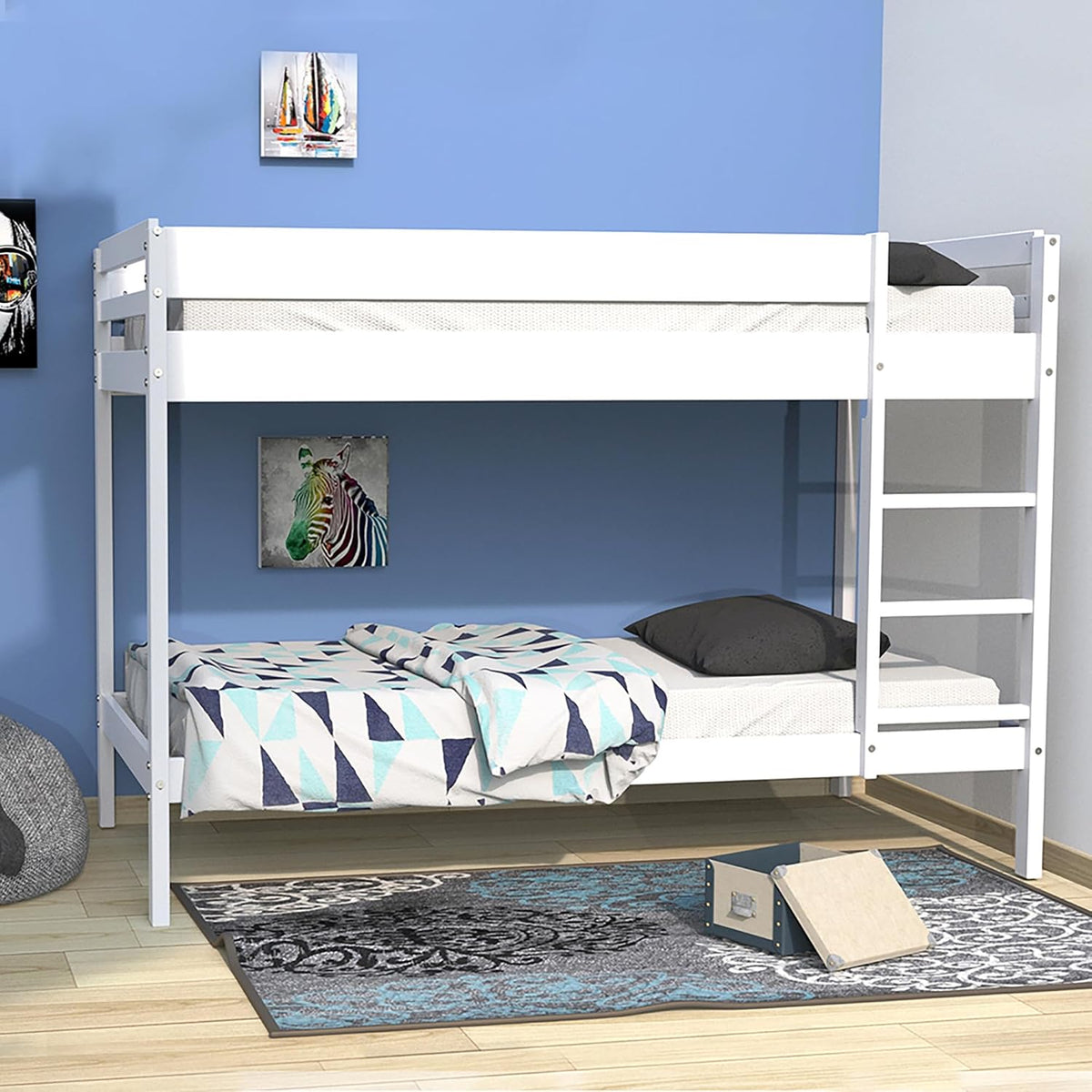 Letto a castello WEBER INDUSTRIES, 90 × 190 cm, Bianco, per camera da letto