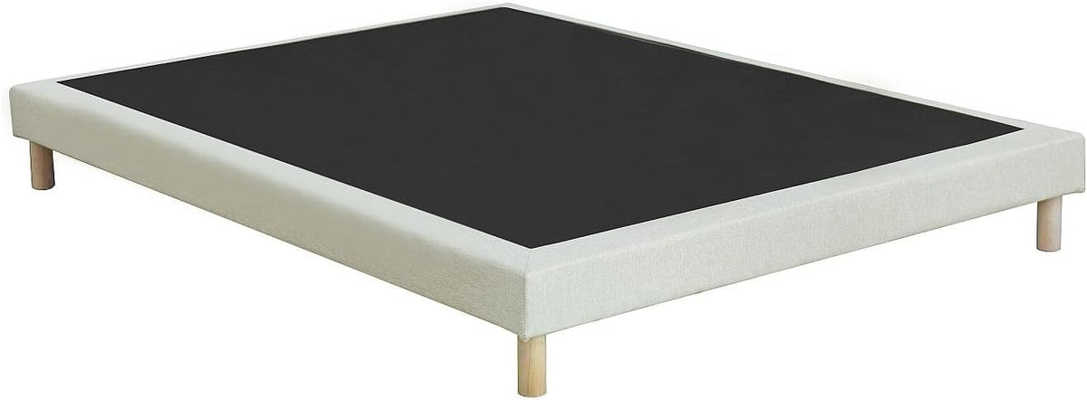 Rete a doghe Vente-unique KOZANI, 140 × 190 cm, legno massello, tessuto, Beige, per camera da letto