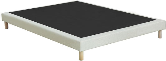 Rete a doghe Vente-unique KOZANI, 140 × 190 cm, legno massello, tessuto, Beige, per camera da letto