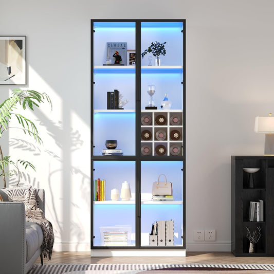 Armadio Lcoho, 80 × 35 × 200 cm, vetro, vetrina per vino