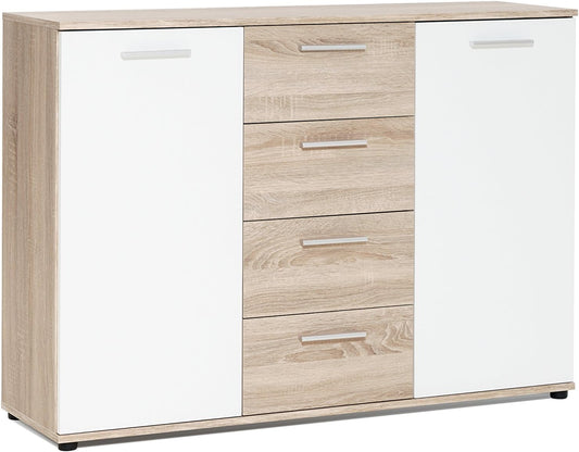 Credenza AVANTI TRENDSTORE, 60 × 85 × 35 cm, 120 × 85 × 35 cm, legno, plastica, Bianco e rovere, per soggiorno