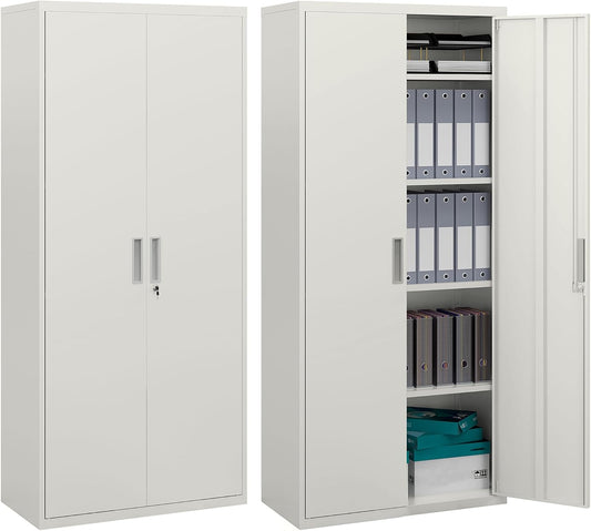 Armadio HOMCOM, 2 ante, 80 × 40 × 180 cm, acciaio, Bianco, regolabile, per ufficio