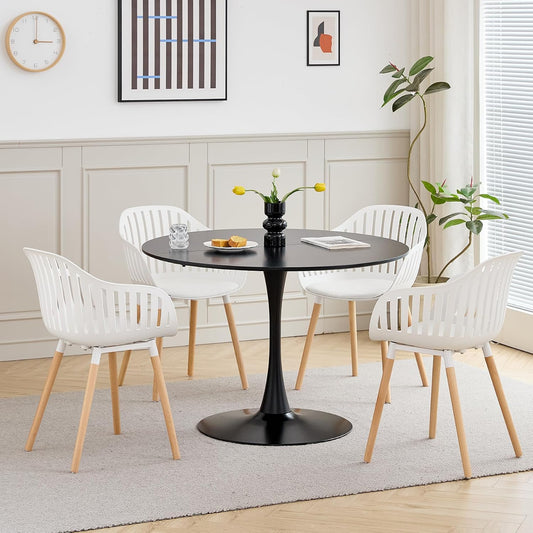Set da pranzo da giardino GrandCA HOME, 4 sedie, legno, Bianco, regolabile, per giardino e terrazzo