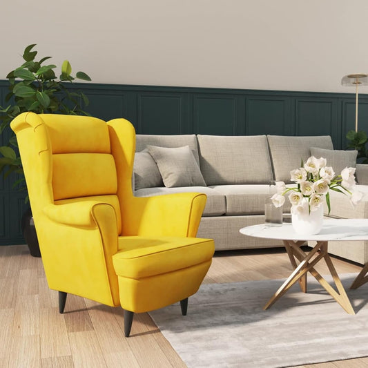 Poltrona reclinabile ARKEM, 78 × 90 × 96,5 cm, velluto, tessuto, Giallo, con braccioli, per soggiorno