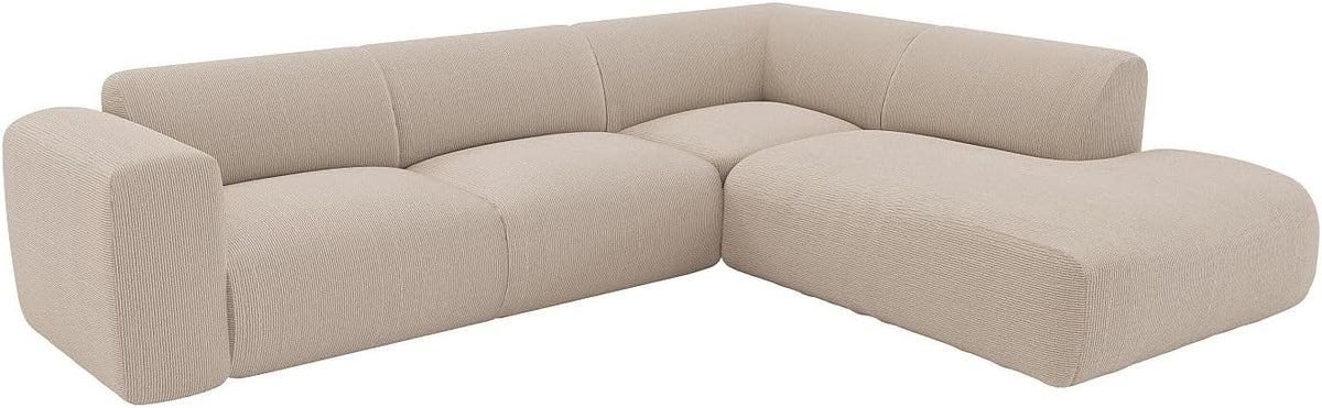 Divano Vente-unique, 269 × 221 × 73 cm, velluto, Beige, con braccioli, imbottito, per soggiorno