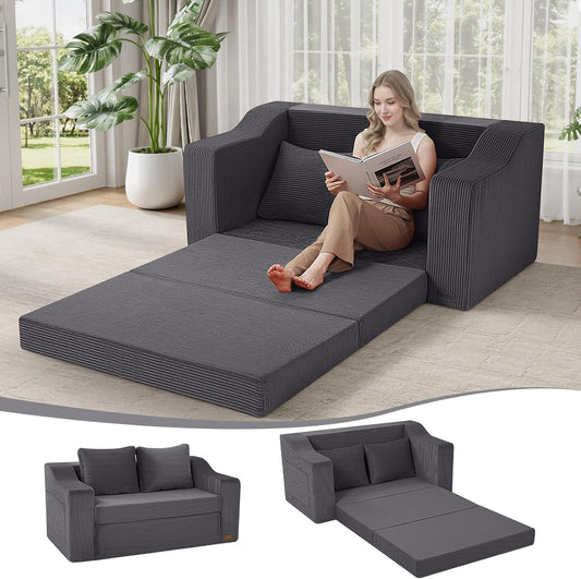 Divano letto MeMoreCool, velluto, Grigio, trasformabile, pieghevole, sfoderabile, per soggiorno