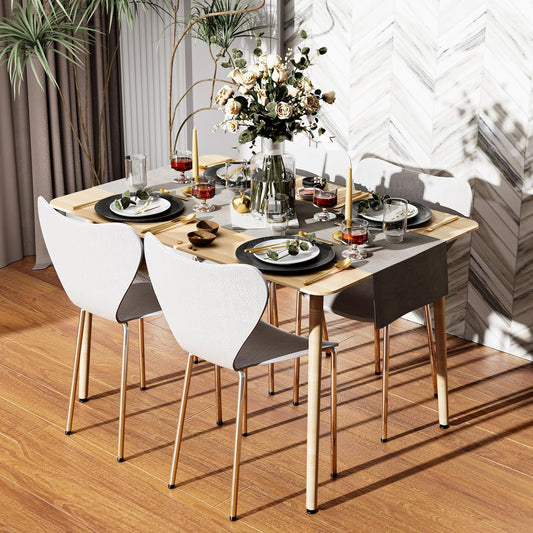 Sedia Utlenianie, metallo, polipropilene, Bianco, per sala da pranzo e cucina, Sedie Cucina Set da 4 Bianche con Design a Schienale