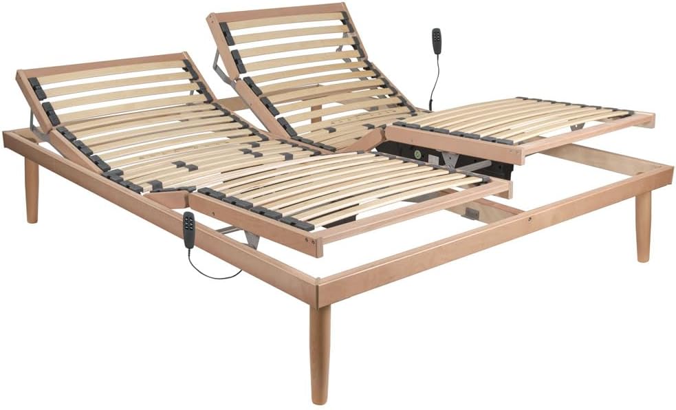 Rete letto motorizzata Comprarredo, matrimoniale, 60 × 25 mm, 38 × 8 mm, misura 160 × 190, legno, elettrica, con rete a doghe, per camera da letto