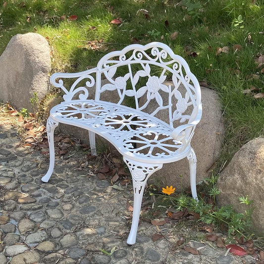 Panca TangXiaoQi, lunghezza 13 pollici, alluminio, metallo, Bianco, per giardino e terrazzo