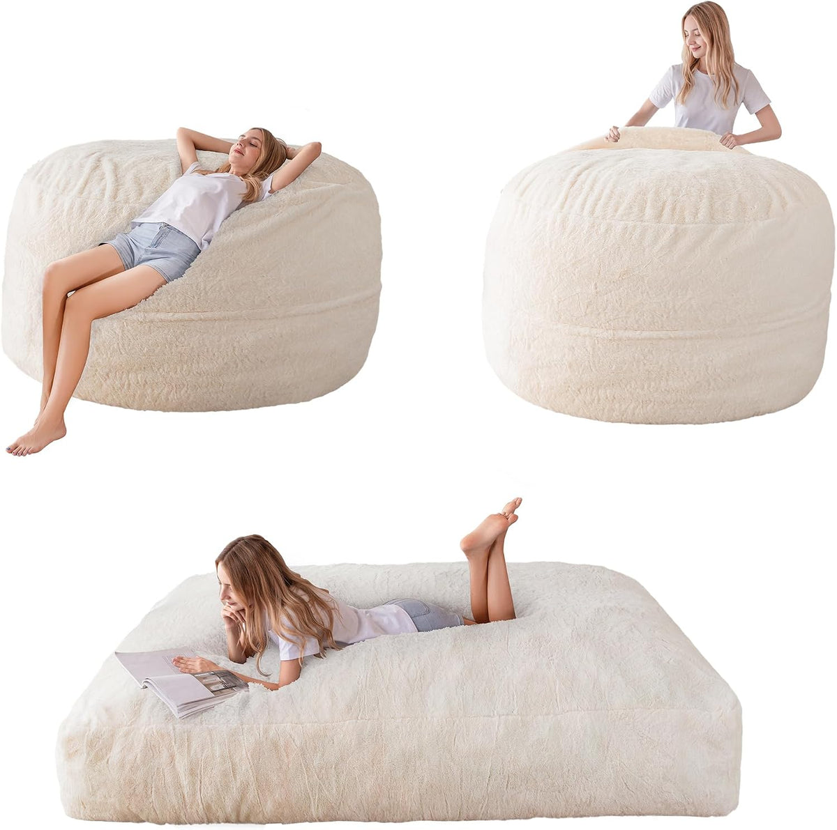 Pouf MAXYOYO, 135 × 190 cm, Beige, trasformabile