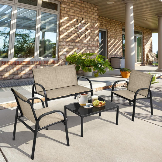 Set da pranzo da giardino GIANTEX KZ98171CVDE, 2 sedie, textilene, per giardino e terrazzo