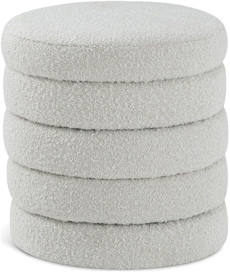Pouf Meridian Furniture, tessuto, imbottito, con profondo tufting