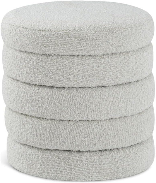 Pouf Meridian Furniture, tessuto, imbottito, con profondo tufting