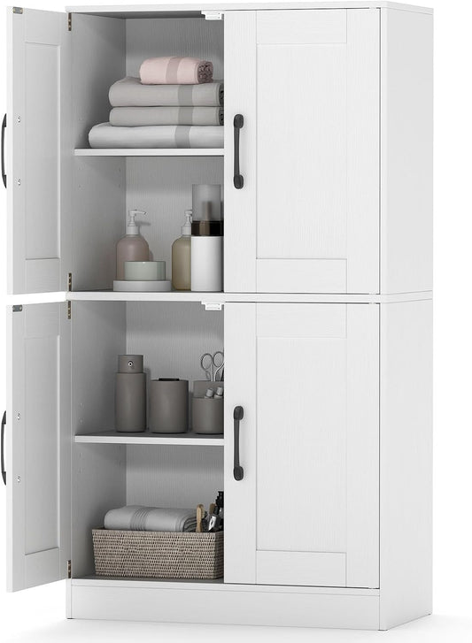 Credenza KOMFOTTEU, 60 × 30 × 110 cm, legno, MDF, Bianco, regolabile, per soggiorno e sala da pranzo