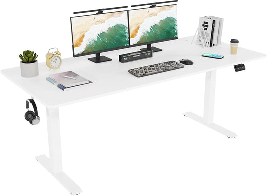 Scrivania TRIUMPHKEY, 180 × 80cm, altezza regolabile 71-119 cm, Bianco, elettrica, per ufficio