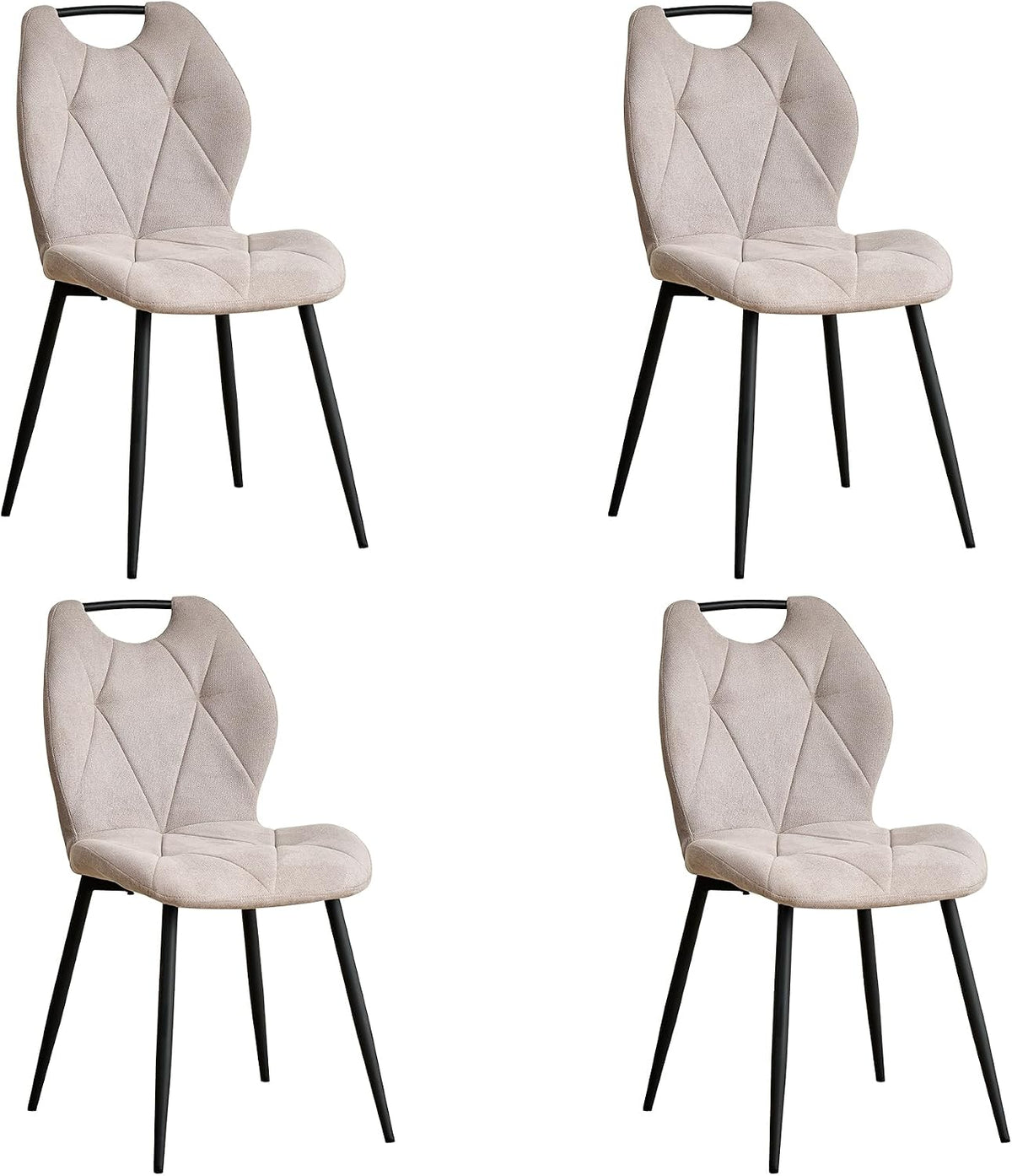 Sedia GrandCA HOME, 4 sedie, metallo, tessuto, Beige, regolabile, imbottita, per sala da pranzo e cucina