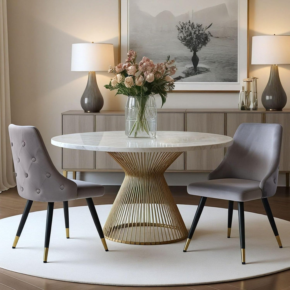 Sedia chairus, 2 sedie, velluto, Grigio, regolabile, con braccioli, per sala da pranzo e cucina