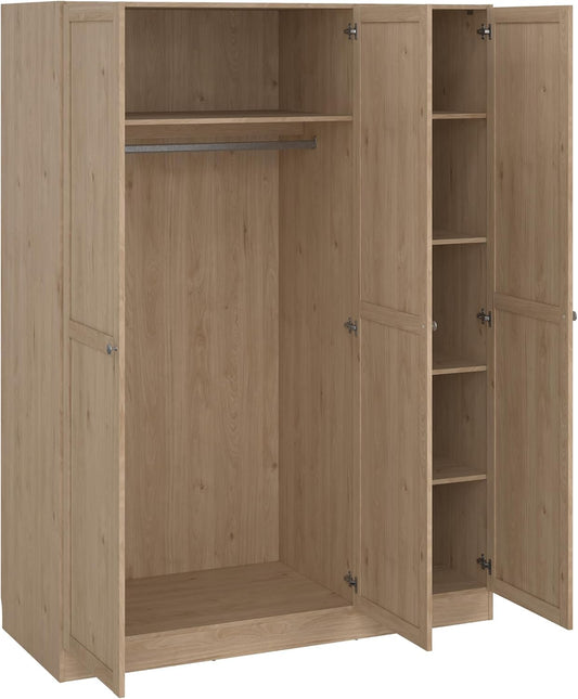 Armadio guardaroba AVANTI TRENDSTORE, 3 ante, 5 ripiani, 147 × 200,1 × 61,6cm, legno, Bianco, per camera da letto