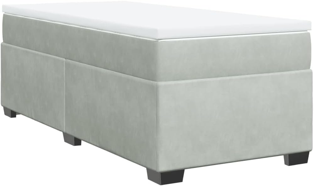 Struttura letto vidaXL, 90 × 200 cm, materasso incluso, velluto, Grigio chiaro, per camera da letto