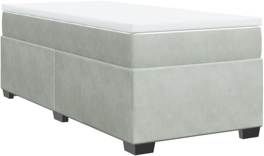 Struttura letto vidaXL, 90 × 200 cm, materasso incluso, velluto, Grigio chiaro, per camera da letto