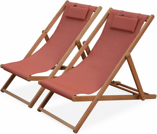 Sedia Alice's Garden, 2 sedie, 102 × 56 × 86 cm, legno, con cuscino, reclinabile, regolabile, con poggiatesta