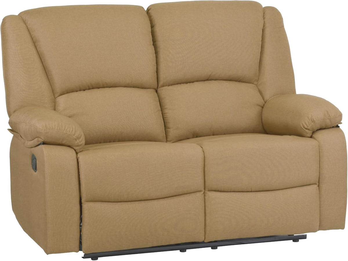 Divano Totò Piccinni, 3 posti, 2 posti, 141 × 74 × 104 cm, tessuto, Beige, reclinabile, con poggiapiedi, con braccioli, imbottito, per soggiorno
