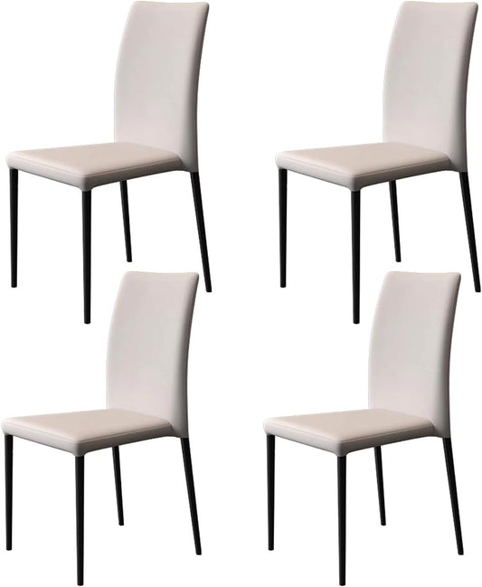 Sedia MARIYCH, 4 sedie, metallo, similpelle, Nero, con braccioli, imbottita, per sala da pranzo e cucina