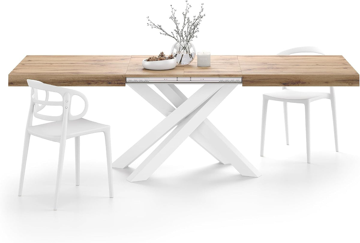 Tavolo allungabile Mobili Fiver, Rovere, per sala da pranzo e cucina, Tavolo Allungabile Emma 160(240) x90 cm