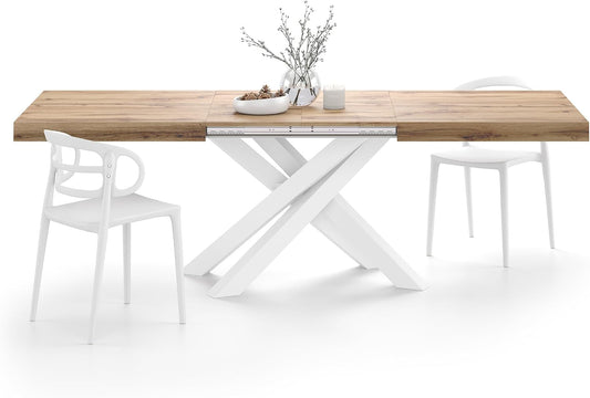 Tavolo allungabile Mobili Fiver, Rovere, per sala da pranzo e cucina, Tavolo Allungabile Emma 160(240) x90 cm