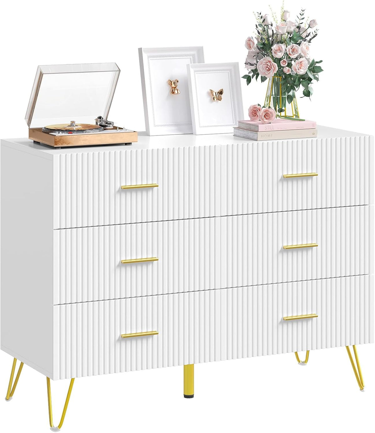 Cassettiera WOLTU, 6 cassetti, 100 × 40 × 75cm, Bianco, per camera da letto