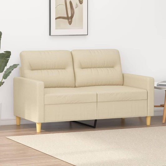 Divano Gecheer, 2 posti, 138 × 77 × 80 cm, legno, tessuto, Crema, con braccioli, imbottito, per soggiorno