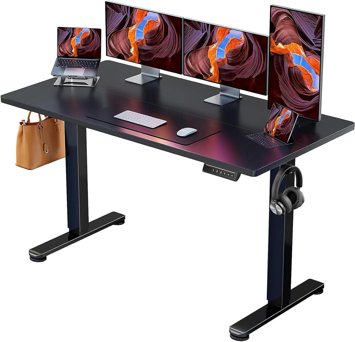 Scrivania ErGear, 140 × 70cm, Nero, elettrica, regolabile, per ufficio