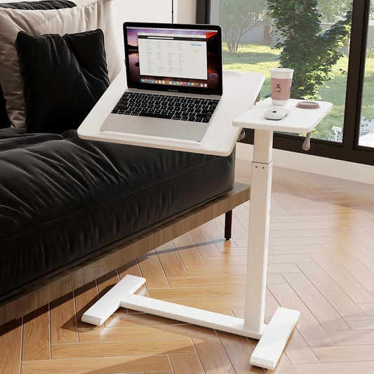 Tavolino PUNCIA, 68 × 40 cm, Bianco, regolabile, con ruote, per ufficio