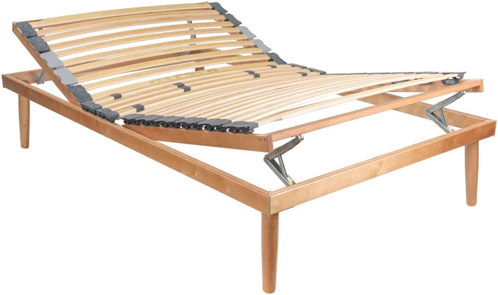 Rete letto motorizzata Comprarredo, 60 × 25mm, 38 × 8 mm, misura 120 × 190, legno, Naturale, reclinabile, regolabile, per camera da letto