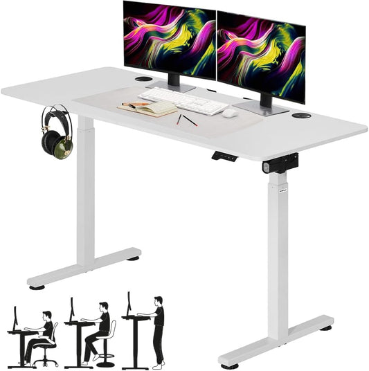 Scrivania Shally Dogan, altezza regolabile 72-117 cm, Bianco, elettrica, per ufficio