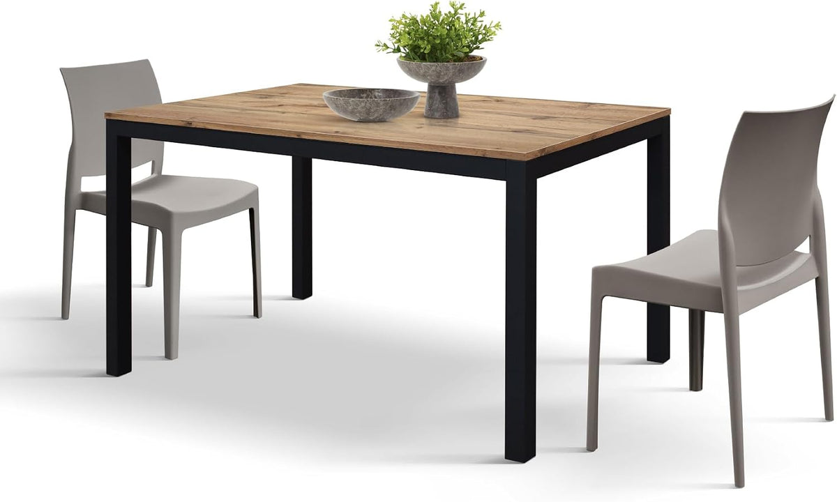 Tavolo allungabile PAZZO DESIGN, 120 × 80 × 75 cm, metallo, Rovere, per sala da pranzo e cucina