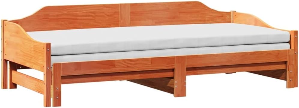 Divano letto vidaXL, 80 × 200cm, legno massello, Marrone, con funzione letto, per soggiorno