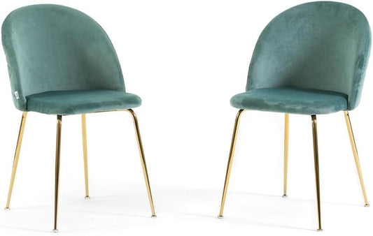 Sedia SIEDITI FUORI E DENTRO, 2 sedie, metallo, velluto, Verde, per sala da pranzo e cucina