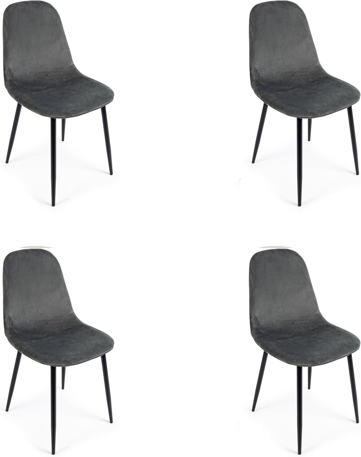 Sedia Totò Piccinni, 52,5 × 42,5 × 90 cm, metallo, velluto, Grigio scuro, imbottita