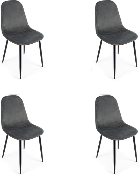 Sedia Totò Piccinni, 52,5 × 42,5 × 90 cm, metallo, velluto, Grigio scuro, imbottita