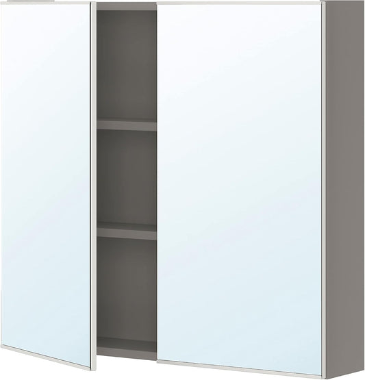 Armadietto a specchio Ikea, 2 ante, 80 × 17 × 75 cm, Grigio