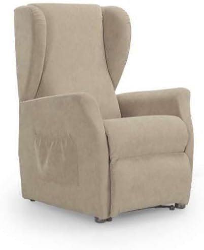 Poltrona reclinabile Domo Mea, 78 × 85 × 105 cm, legno massello, metallo, Beige, con poggiapiedi, idrorepellente, per soggiorno
