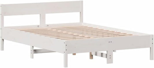 Letto vidaXL, 140 × 190 cm, legno massello, Bianco, per camera da letto