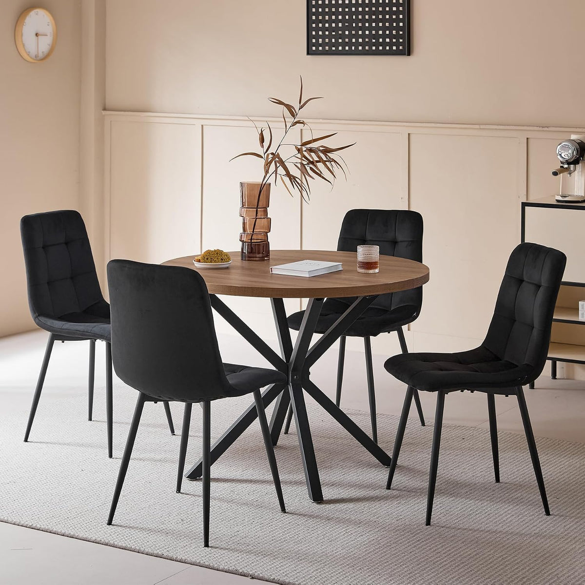 Set da pranzo DEYARNA HOME, legno, Nero, regolabile, per sala da pranzo e cucina, per Cucina