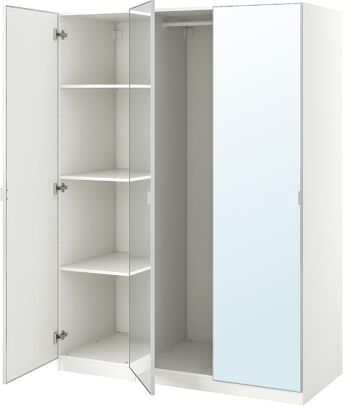 Armadio guardaroba, 150 × 60 × 201 cm, vetro, Bianco, per camera da letto