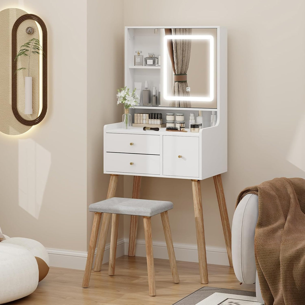Specchio YU YUSING, con illuminazione LED, Toletta da Trucco con Specchio e Luci